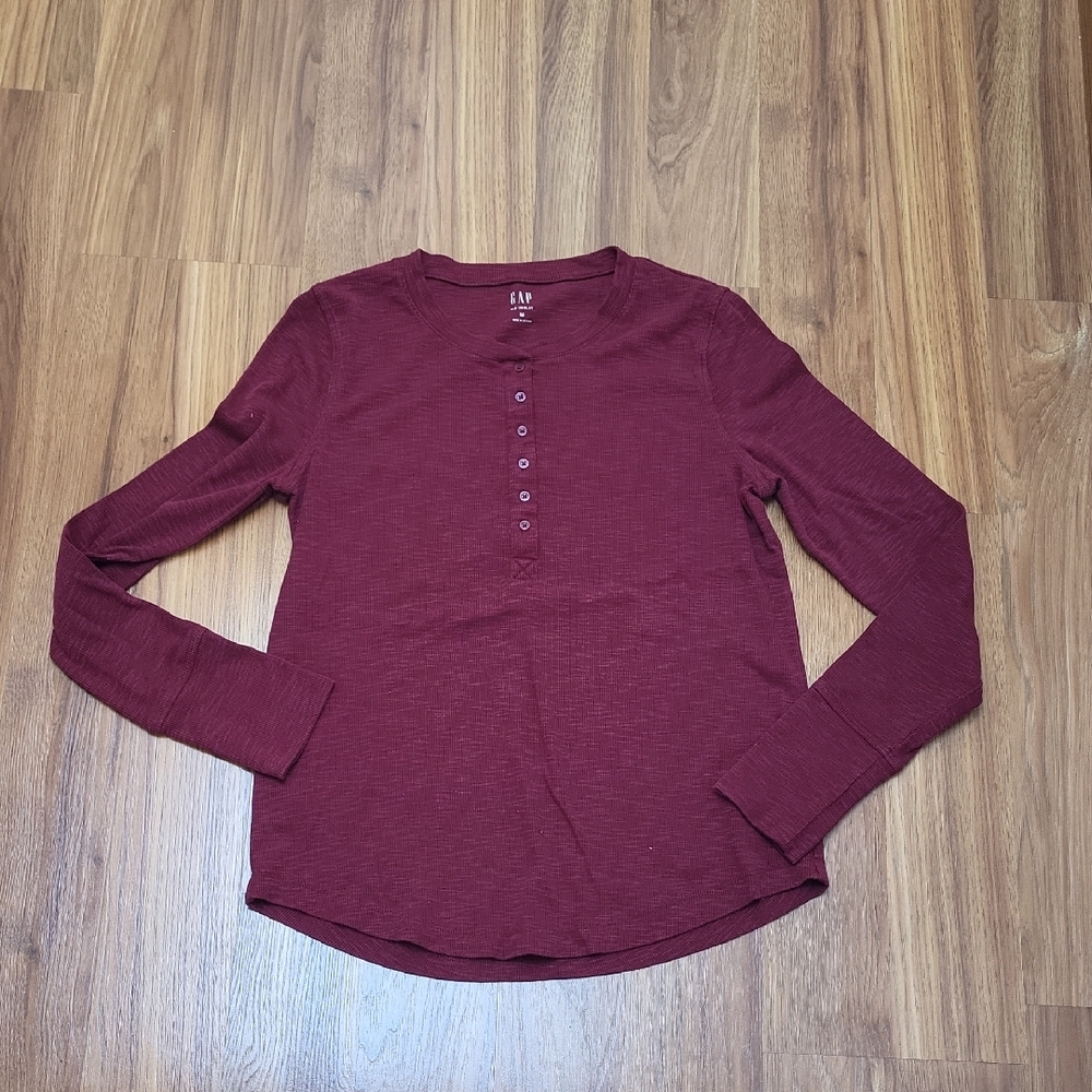 GAP Women's Burgundy Long Sleeve Top - Picture 1 of 5